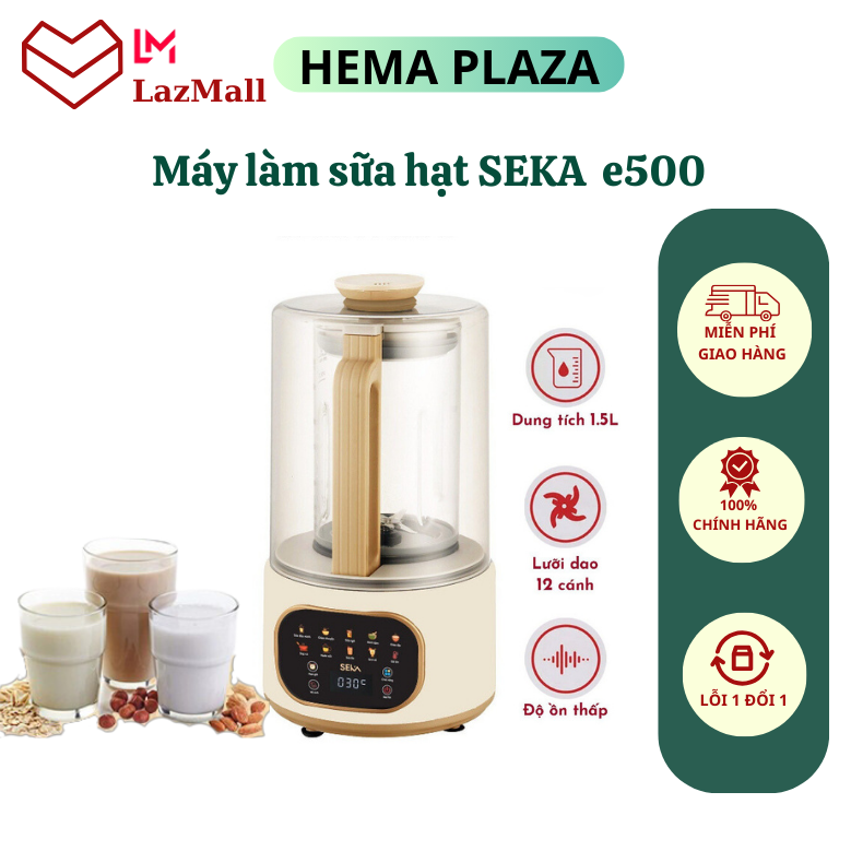 Máy làm sữa hạt seka e500 10 in 1 - máy làm sữa đậu nành các loại hạt đa năng - nồi nấu cháo chậm - hấp đồ ăn - đa năng 1.5 lít - công suất khỏe