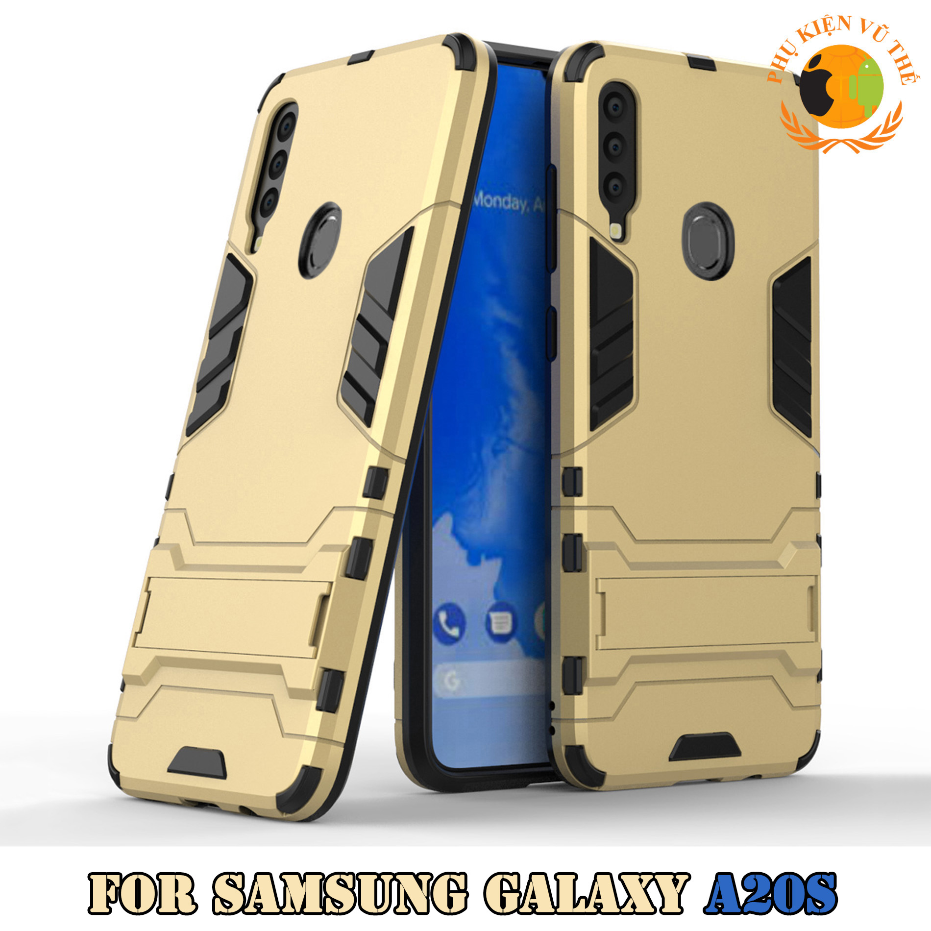 Ốp Lưng Samsung A20S Chống Sốc Iron Man Bảo Vệ Viền và Camera Kèm Chống Xem Video Tiện Lợi