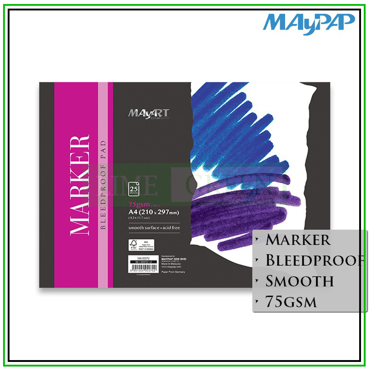 Giấy vẽ chì màu chuyên dụng MayArt Marker Bleedproof Pad 75gsm - 25s (A4)