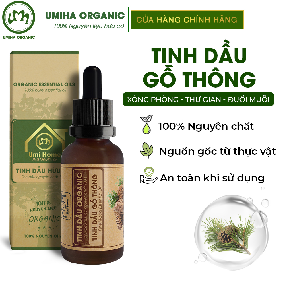 Tinh dầu gỗ thông nguyên chất umiha | pine essential oil 100% organic 30ml