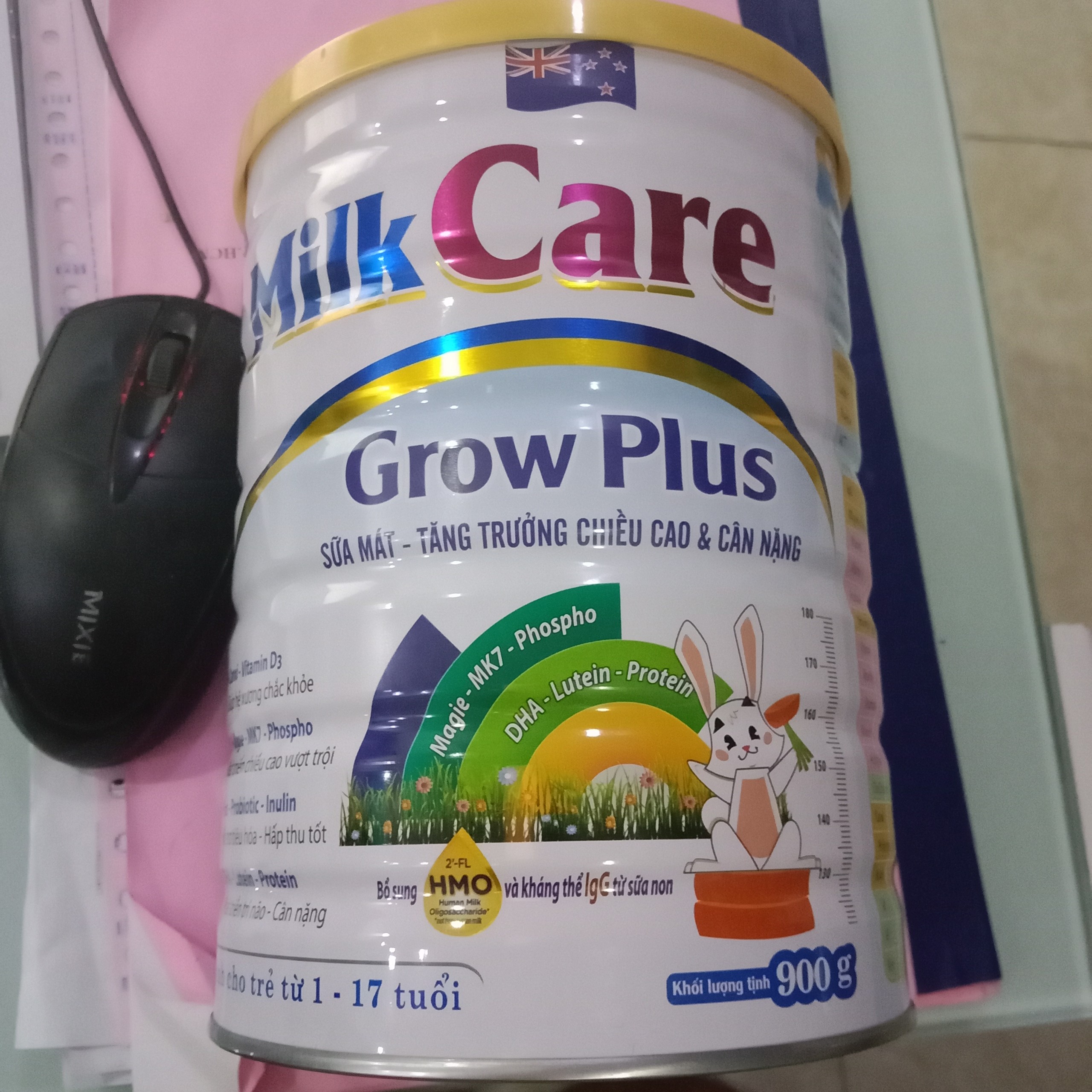 Sữa tăng trưởng chiều cao - cân nặng cho bé 1-17 tuổi Milkcare Grow Plus lon 900g