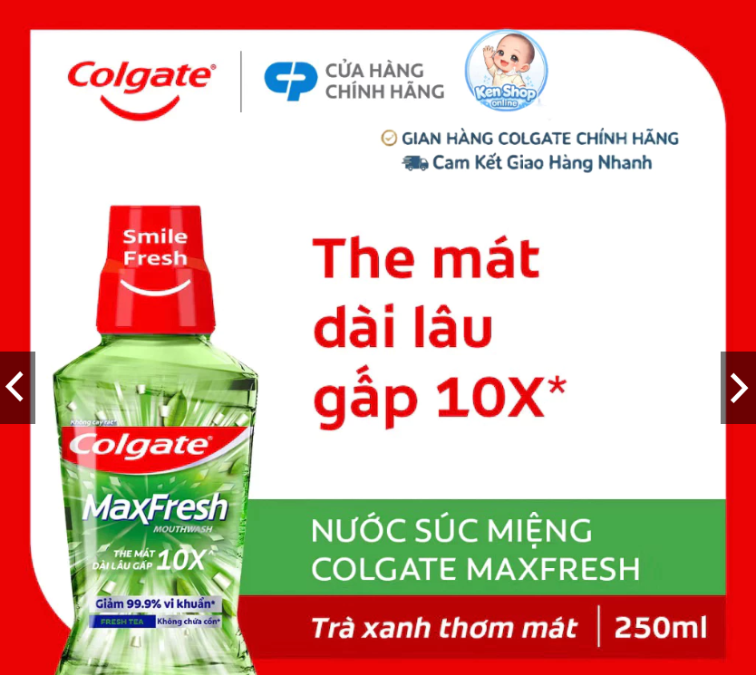 Nước súc miệng Colgate Maxfresh thơm mát dài lâu gấp 10X - diệt 99,9% vi khuẩn - 750ML