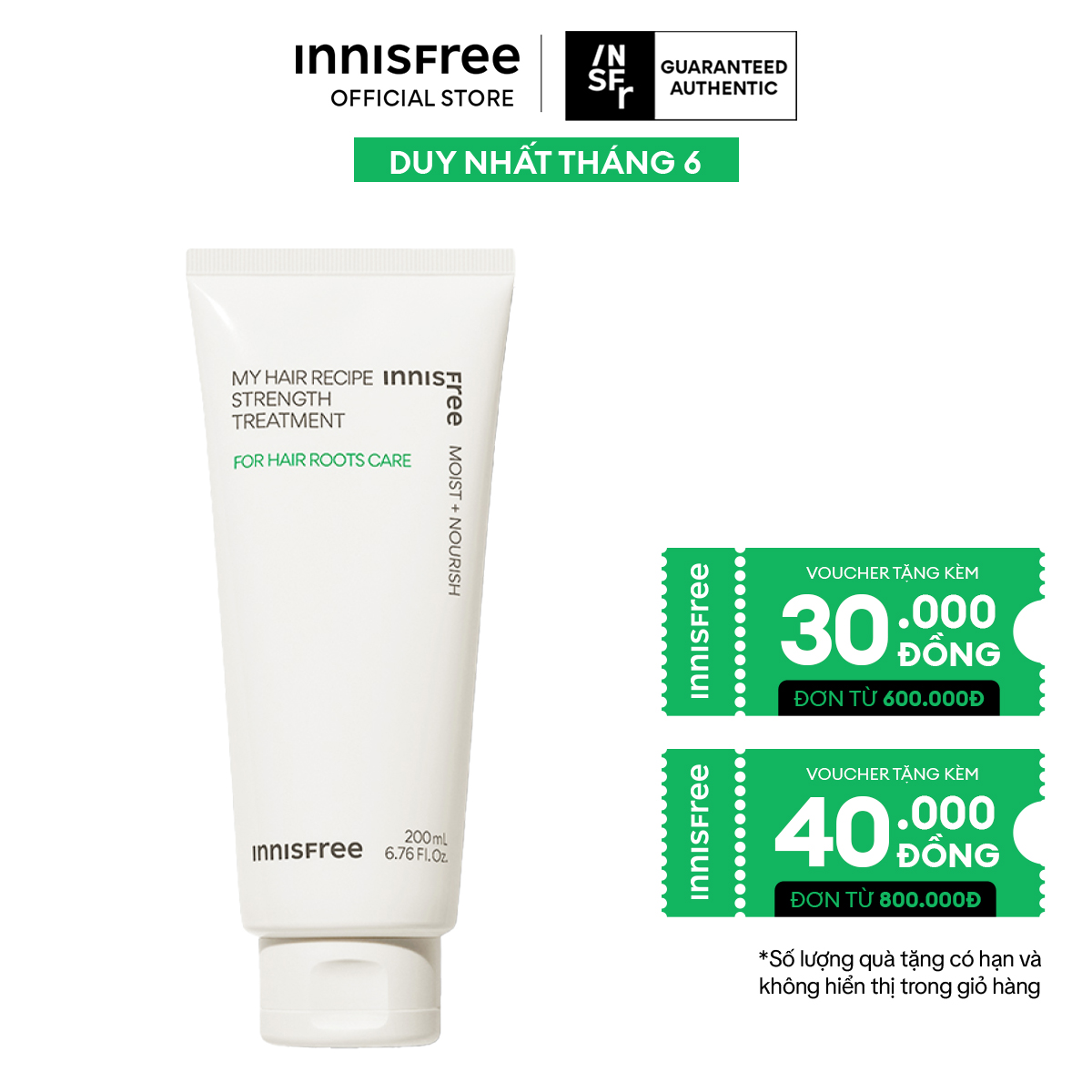 Kem ủ dưỡng chân tóc INNISFREE My Hair Recipe Strength Treatment For Hair Roots Care 200ml