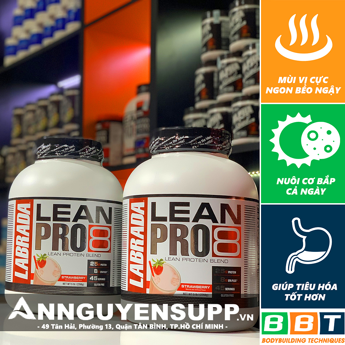[HCM]Labrada Lean Pro 8 – Nguồn Protein Cao Cấp Trải Dài -  đại lý BBT quận tân bình