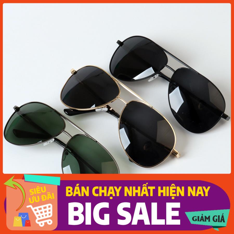 Kính mát nam kính râm phù hợp mặt to gọng kim loại kính cường lực chống trầy xước