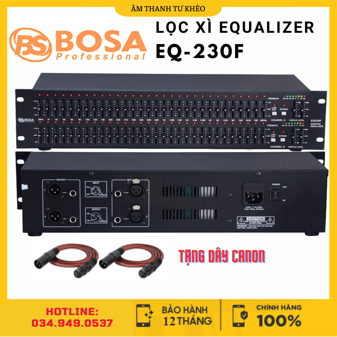Lọc xì equalizer BOSA EQ230F, Lọc âm thanh 62 Cần chỉnh chuyên nghiệp, Chống hú, giảm tiếng ồn, Chất Âm Trong Trẻo, Khả Năng Lọc Và Phân Tần Số Âm Thanh, Treble bén, Bass mạnh mẽ, Karaoke, phòng hát, sân khấu