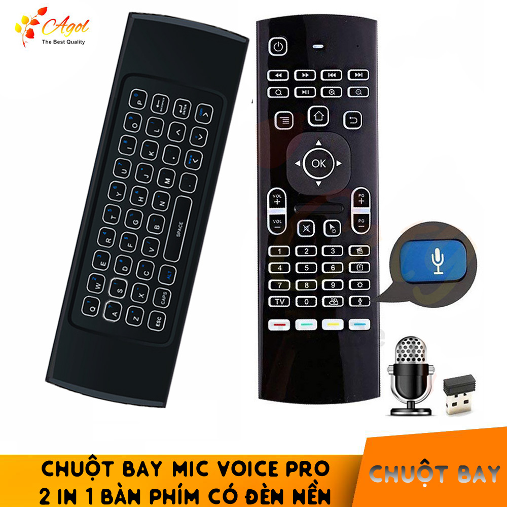 Chuột bay có voice km900V pro ,MX3L pro có đèn nền và 2 mặt bàn phím hỗ trợ mic giọng nói