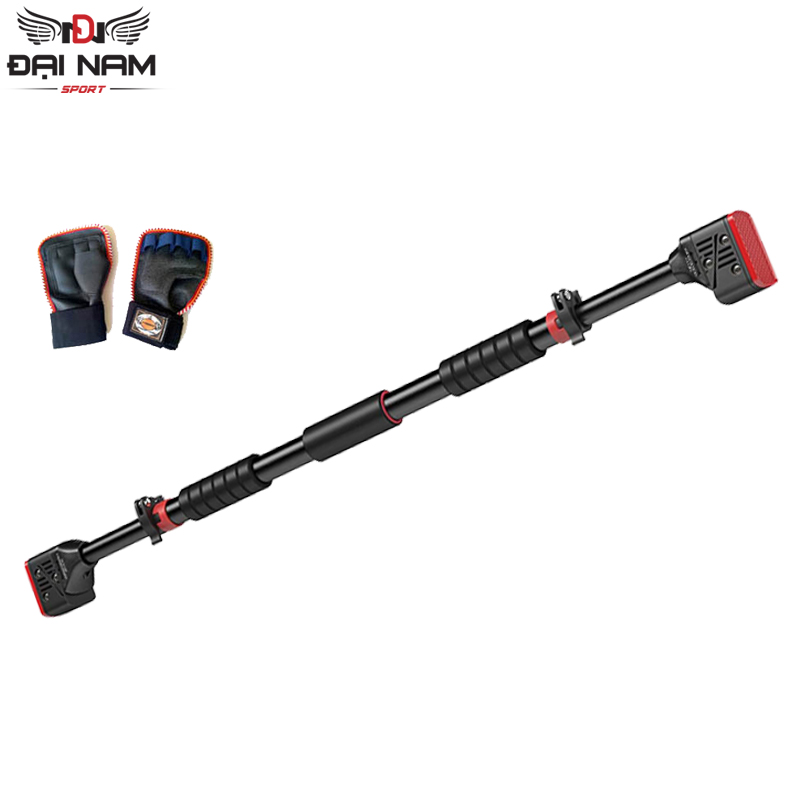 Xà Đơn Treo Tường 2021 KT 115-160cm Có Chốt Chống Xoay Chịu Lực 250kg Thế Hệ Mới + Tăng Kèm Găng Tay Tập Xà
