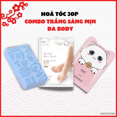 💖DEAL SỐC💖Combo mặt nạ chân tay   bông tắm đẹp da tẩy tế bào chết sáng da dưỡng ẩm ngăn ngừa nếp nhăn lão hóa tiết kiệm HOT SALE