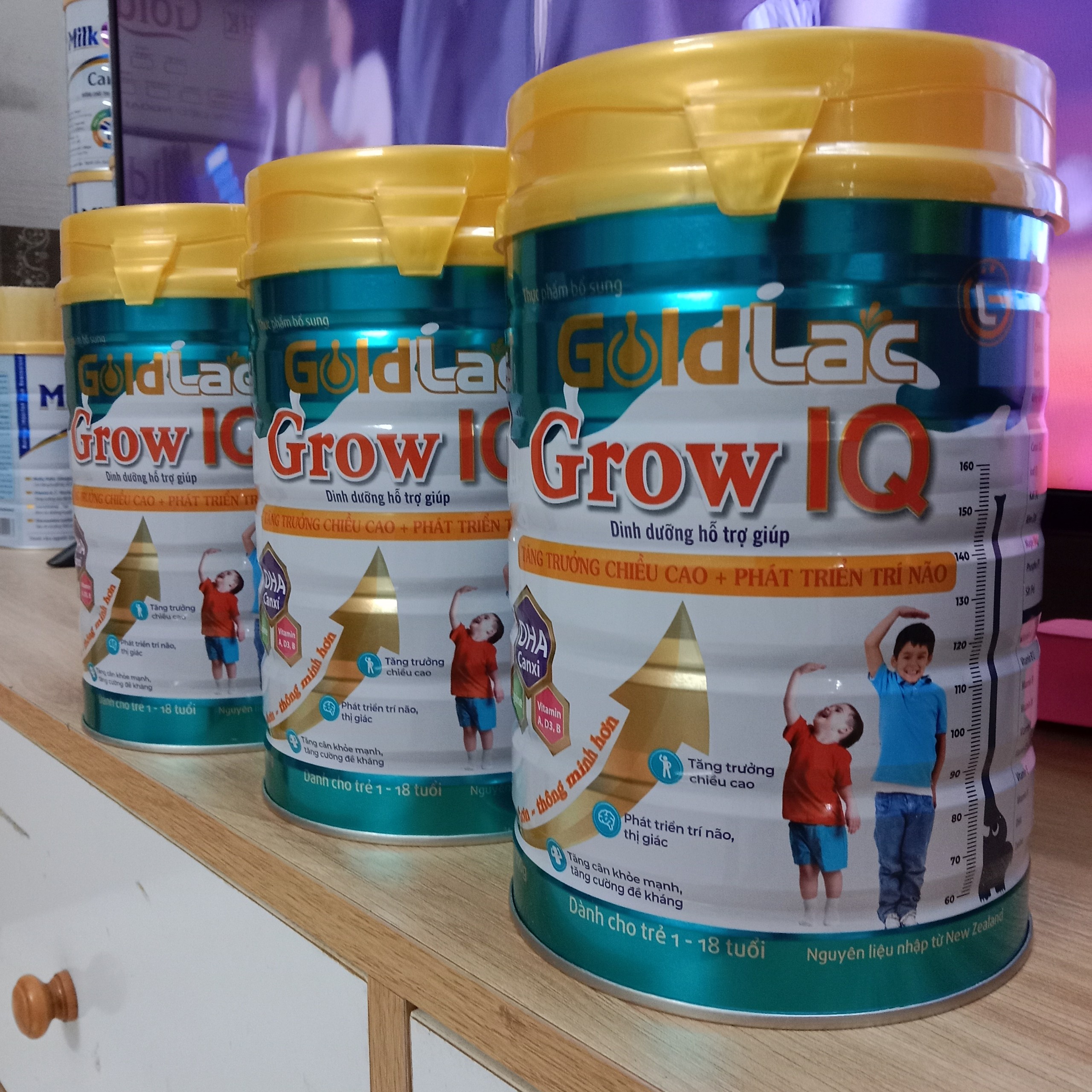Sữa tăng chiều cao hiệu quả goldlac grow iq lon 900g cho trẻ 1-18 tuổi