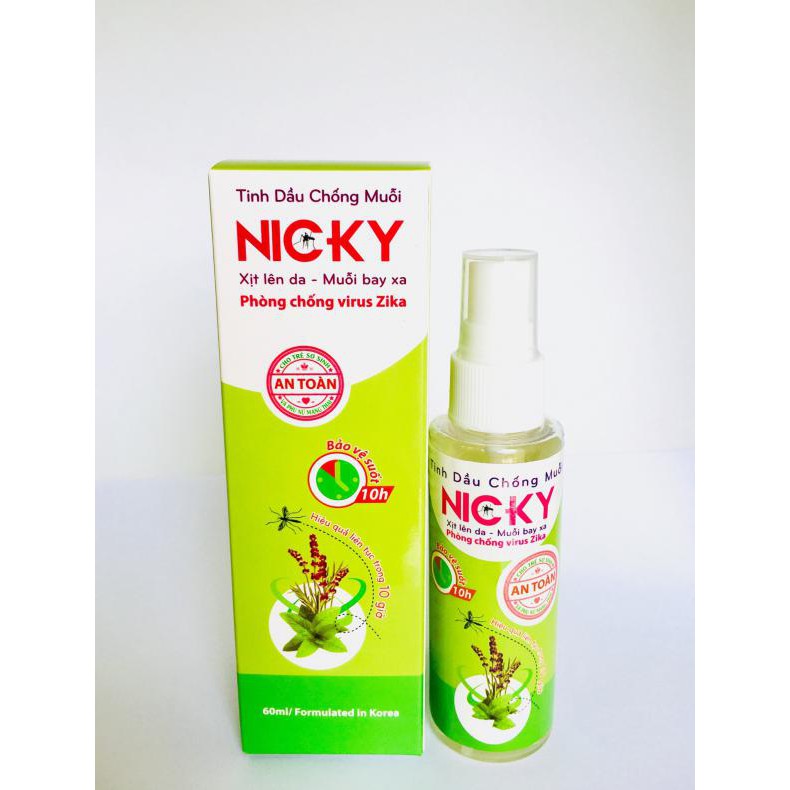 Xịt muỗi Nicky chống muỗi đốt an toàn cho bé Chai 60 ml