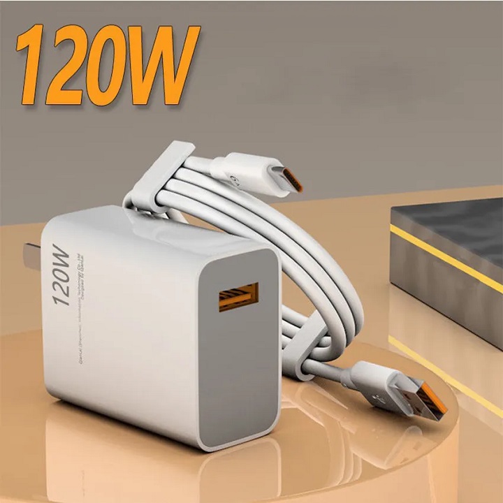 Sạc nhanh 120w, củ sạc + cáp sạc nhanh usb to type c cho huawei xiaomi samsung oppo vivo