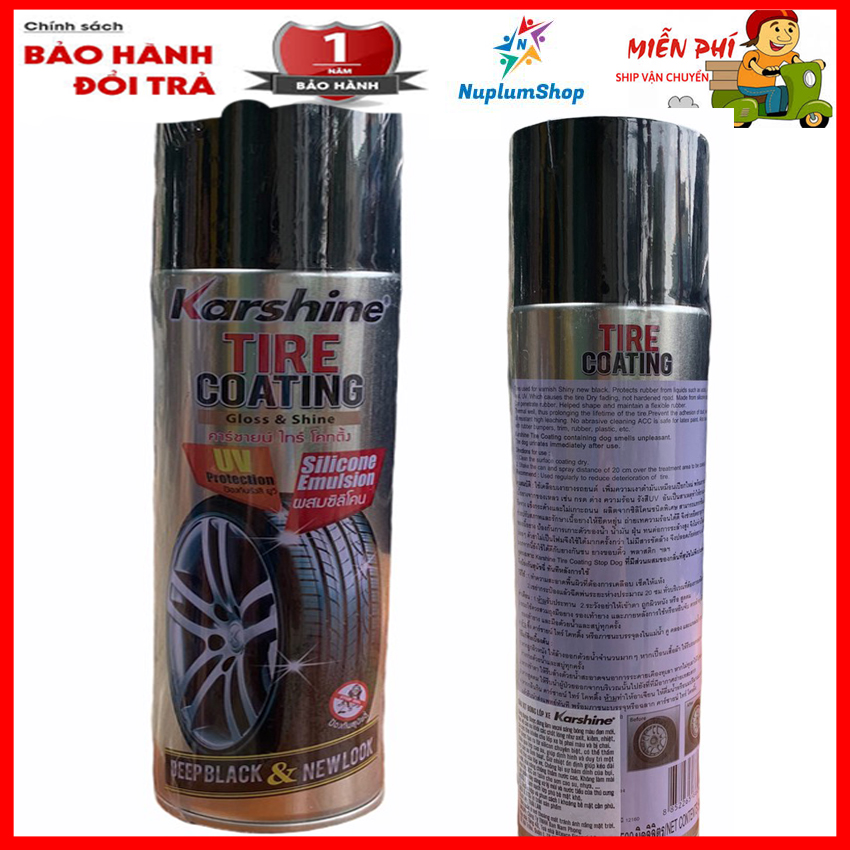 Dầu xịt bóng bánh xe NuplumShop bình dầu xịt bóng lốp xe chai xịt dầu bóng vỏ xe ô tô dung dịch bóng lốp xe