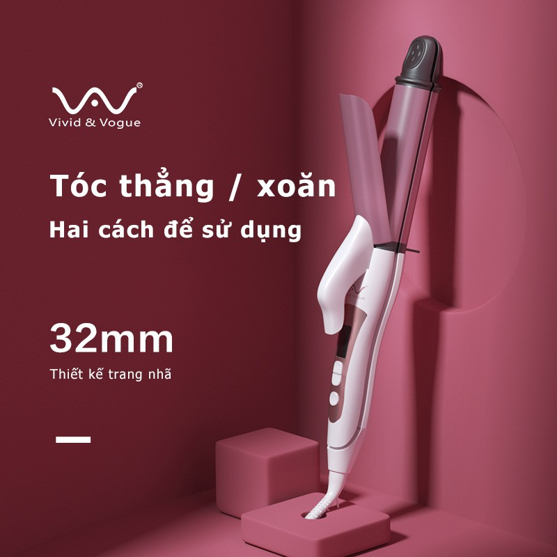Máy uốn duỗi tóc cảm ứng vivid & vogue vav-055a 32mm điều chỉnh nhiệt độ - bảo hành 1 năm