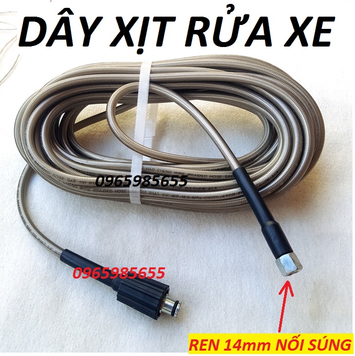 Dây xịt rửa xe áp lực gia đình 10,15,20M / chọn bộ như hình (ren 14 ) | dây rửa xe mini | ống dây rửa xe | dây cao áp cho máy rửa xe | dây áp lực cho máy rửa xe | dây xịt rửa xe áp lực cao | dây rửa xe