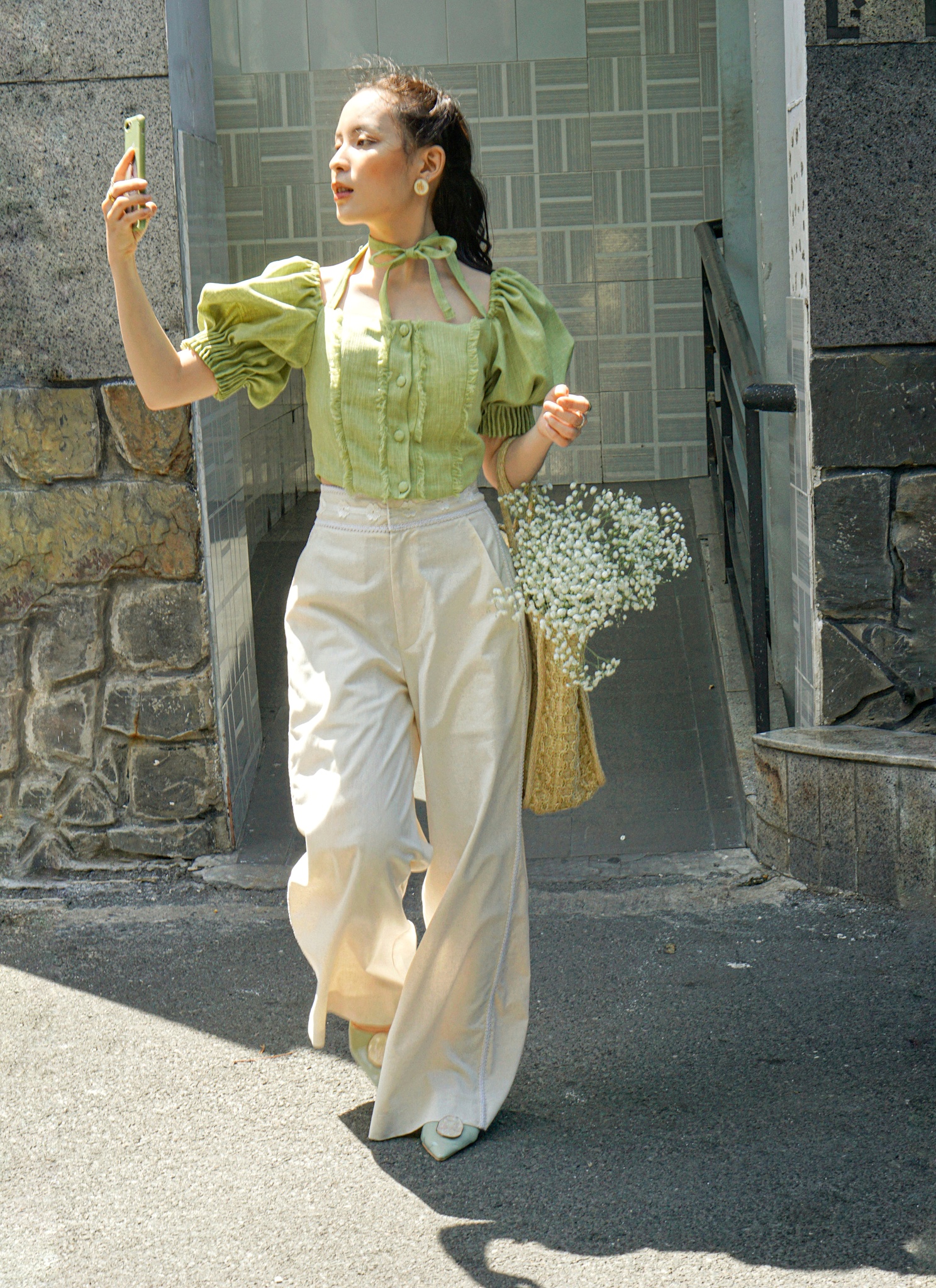 Quần Tôn Dáng Original Lace-Trimmed Linen Trouser Chất Liệu Cao Cấp Linen