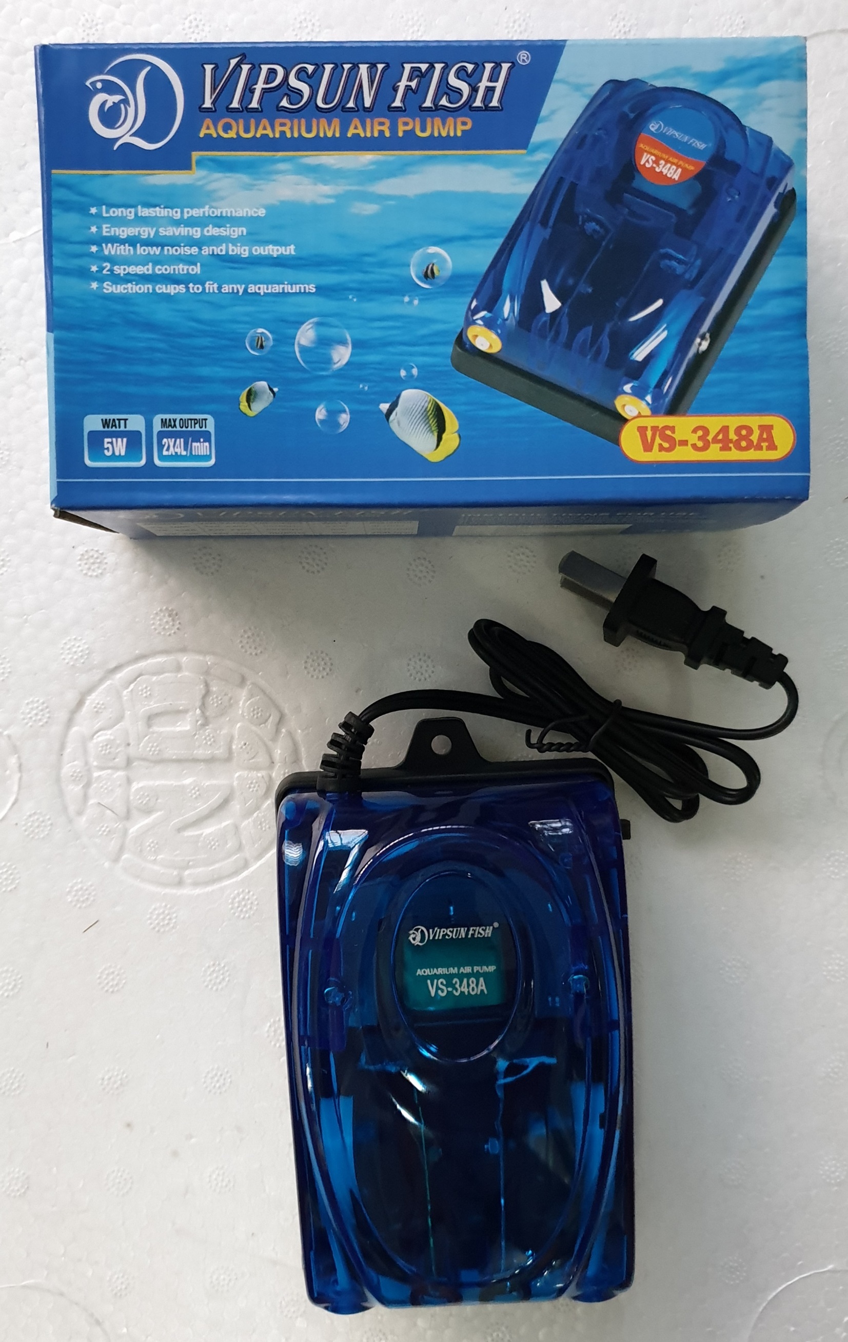 [HCM]Máy sủi oxy 2 vòi Vipsun Vs-348a cho hồ cá tặng 2m dây + 2 cục sủi