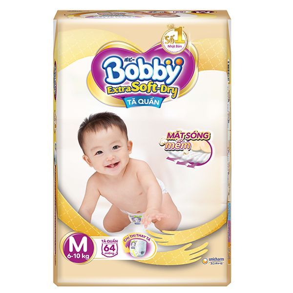Tã dán cao cấp bobby extra soft dry m64