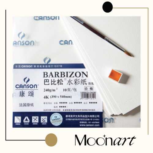Giấy vẽ màu nước Canson 200gsm, Cason Barbizon 240gsm, giấy màu nước dùng cho cả màu bột, màu poster, than, chì - MoonArt