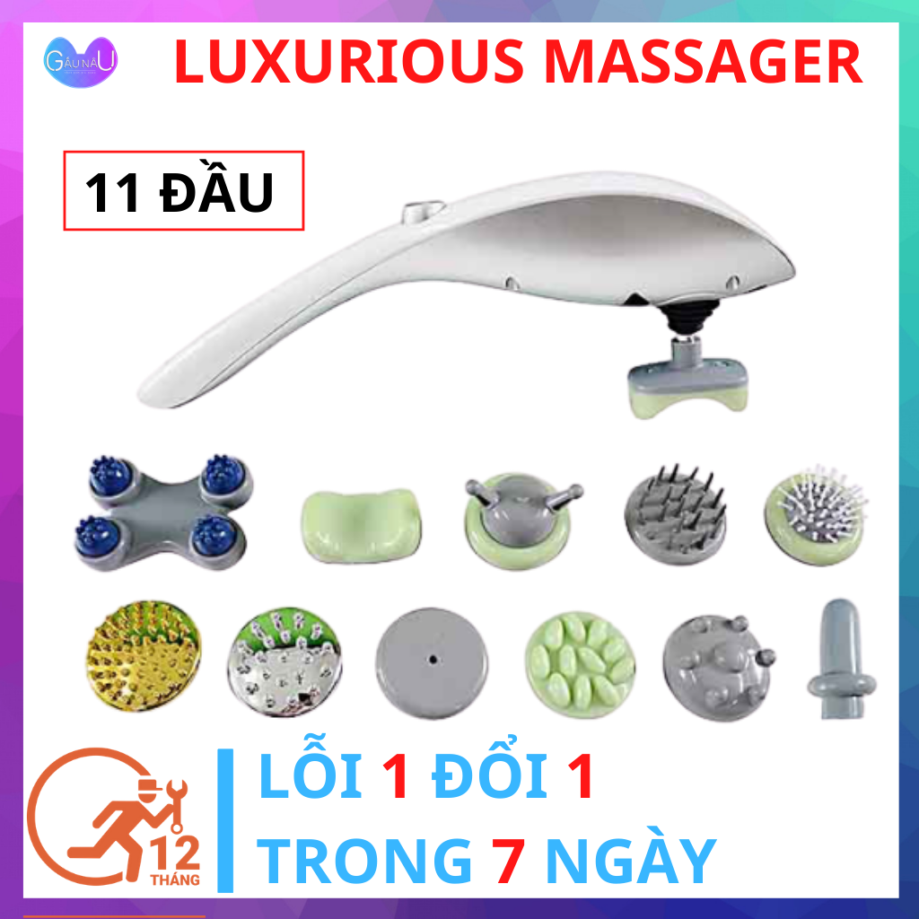 Máy Massage Cầm Tay Hồng Ngoại 11 Đầu - Máy MatXa Thông Minh Lưu Thông Máu, Giảm Đau Vai,Gáy - Máy Mát Xa Cầm Tay CÔNG NGHỆ NHẬT BẢN Có Đèn Hồng Ngoại, Thiết Kế Nhọn Gọn