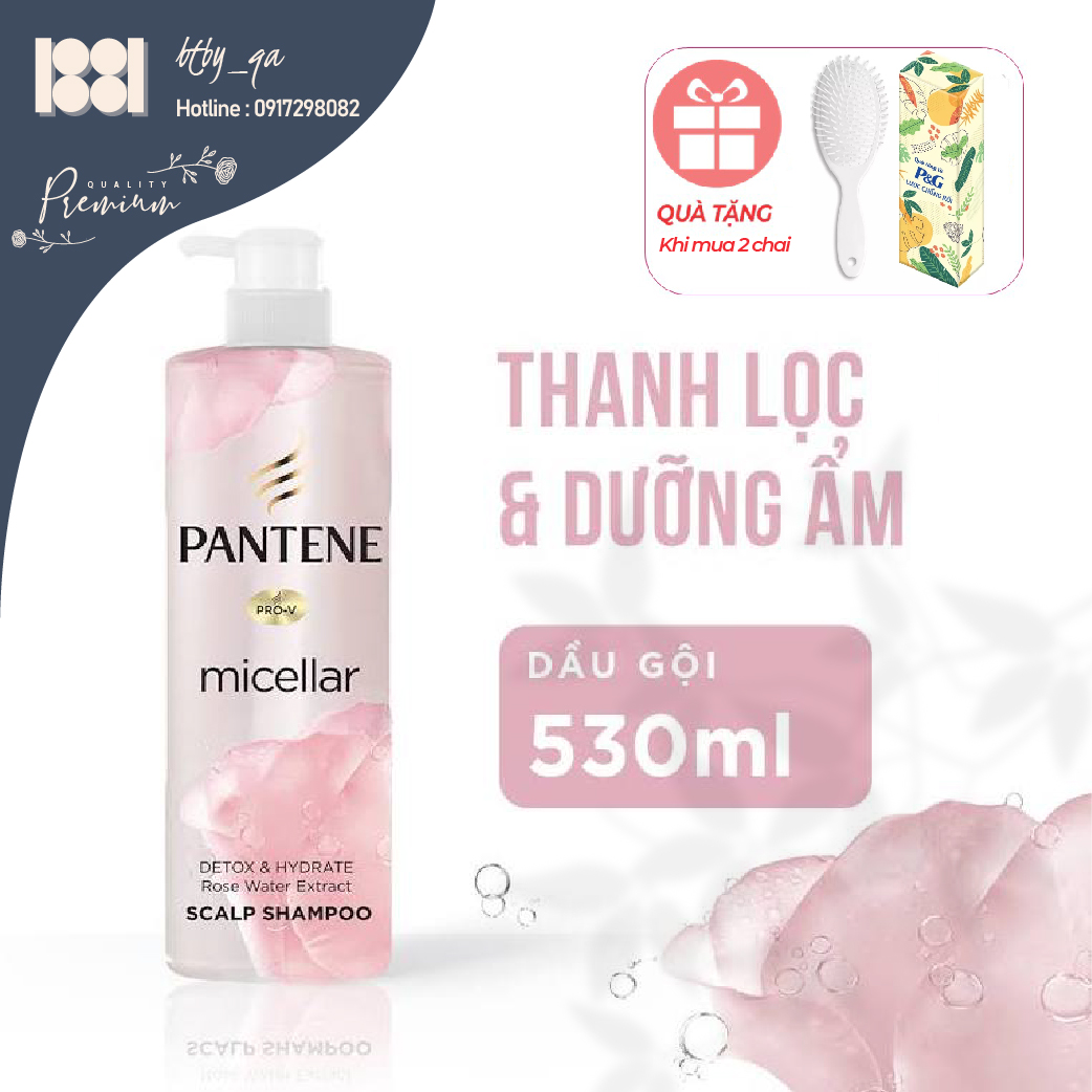 Dầu gội pantene pro-v micellar chiết xuất từ hoa hồng thanh lọc & dưỡng ẩm cho tóc chai 530ml