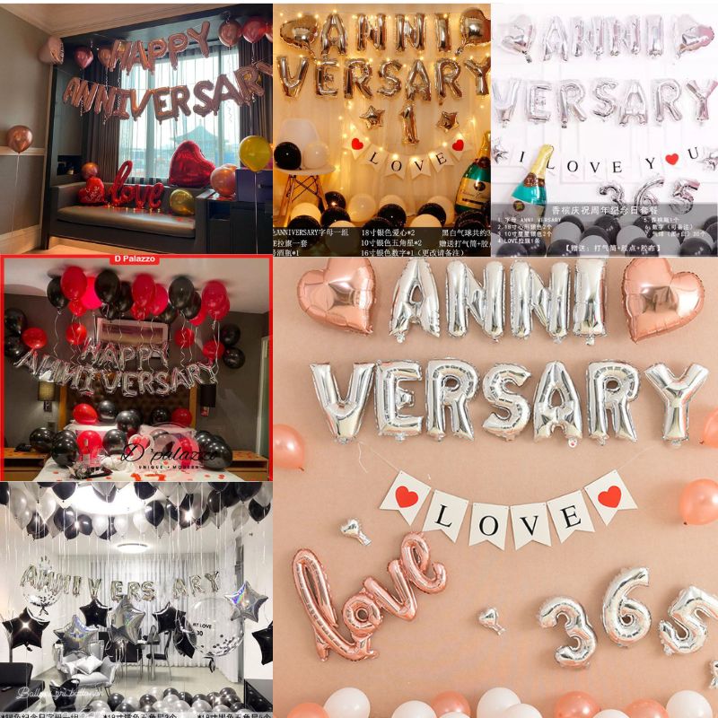 Sét bóng kỉ niệm anniversary, bong bóng trang trí anniversary, happy anniversary trang trí, happy anniversary