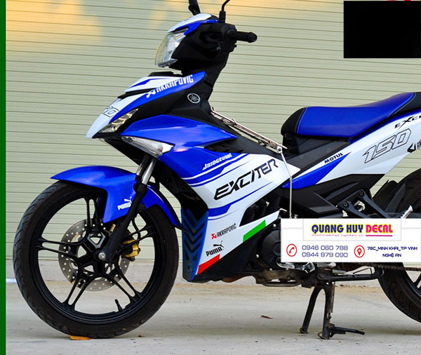 Tem trùm exciter 150 xanh trắng,team decal ex150 yamaha