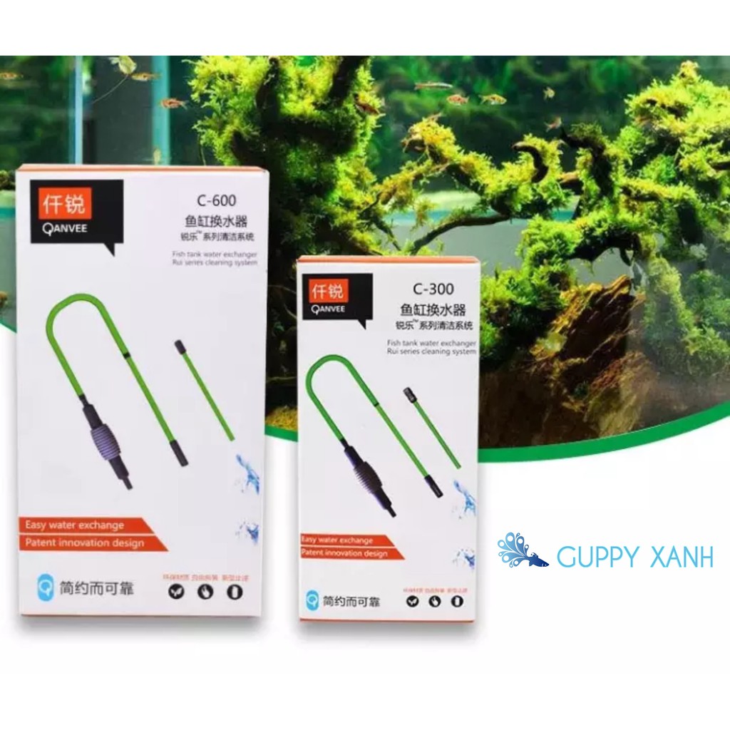 Bộ thay nước hồ cá qanvee c600 - bộ hút phân hồ cá - bơm tay thay nước bể cá - dụng cụ thay c600