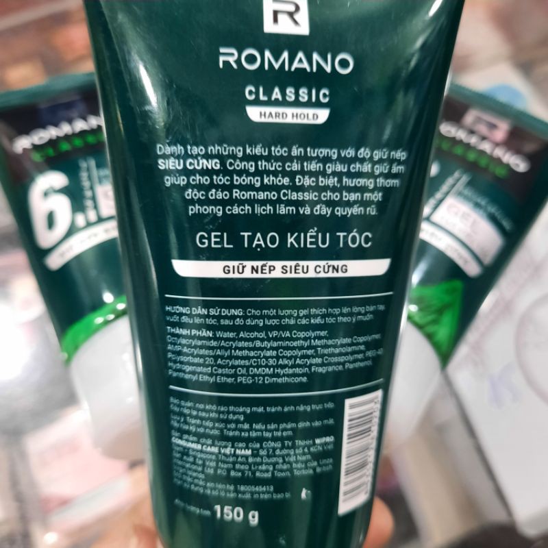 Gel tạo kiểu tóc Romano Classic giữ nếp siêu cứng 150g