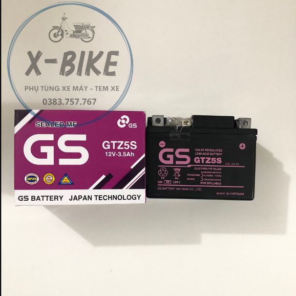 Bình Ắc Quy Xe Máy GS GTZ5S (12V - 3.5 Ah) Màu Tím Dành Cho Future, Wave RS, Wave RSV, Wave S, Wave 