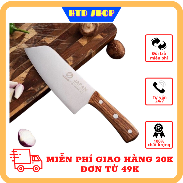 [MADE JAPAN] Dao Thái thịt cá Cao Cấp Nhật Bản ASAKH - Dao dày dặn , nặng tay, cán gỗ chắc chắn