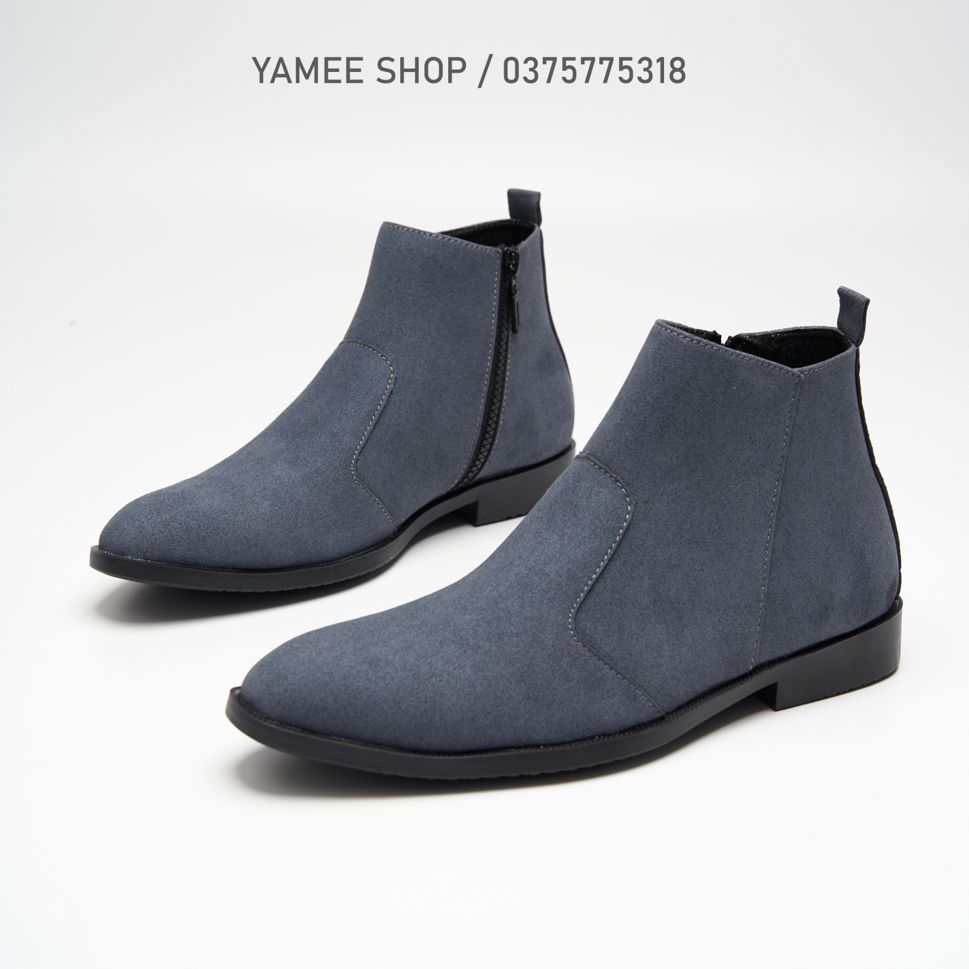 Giày chelsea boots nam da lộn, khóa kéo, đế khâu chắc chắn.