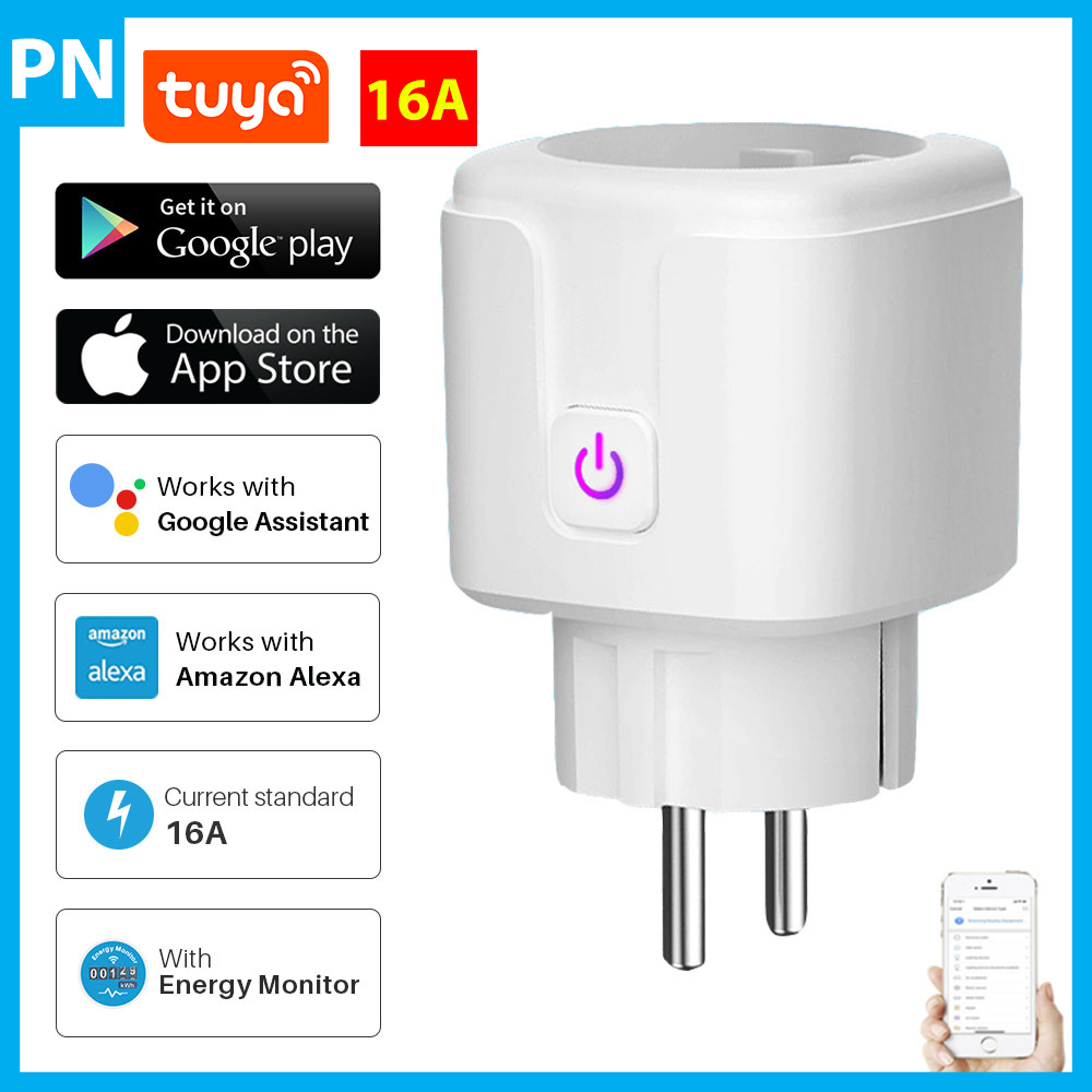 Ổ cắm wifi thông minh điều khiển từ xa wifi 16a tuya có đo điện năng tiêu thụ