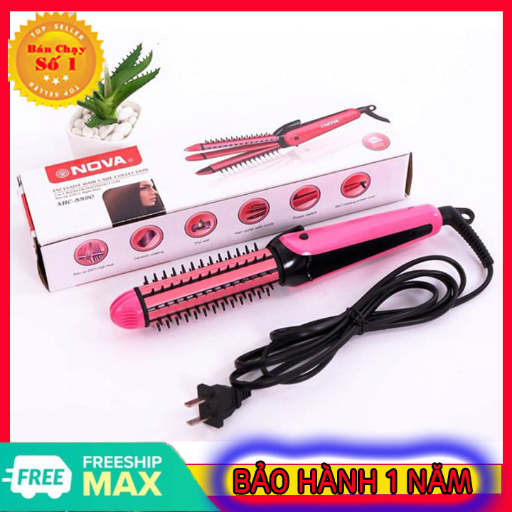 Máy duỗi tóc 3 in 1 Nova - máy uốn duỗi tóc mi - máy uốn duỗi bấm tóc - Máy duỗi tóc mini - Uốn Tóc Làm Xoăn Tóc