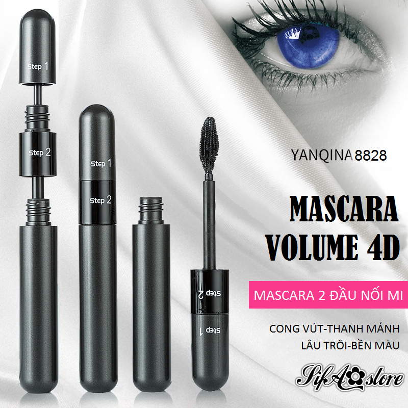 Mascara Volume 2 Đầu Yanqina 4D Cho Đôi Mi Dài Và Dày Tự Nhiên