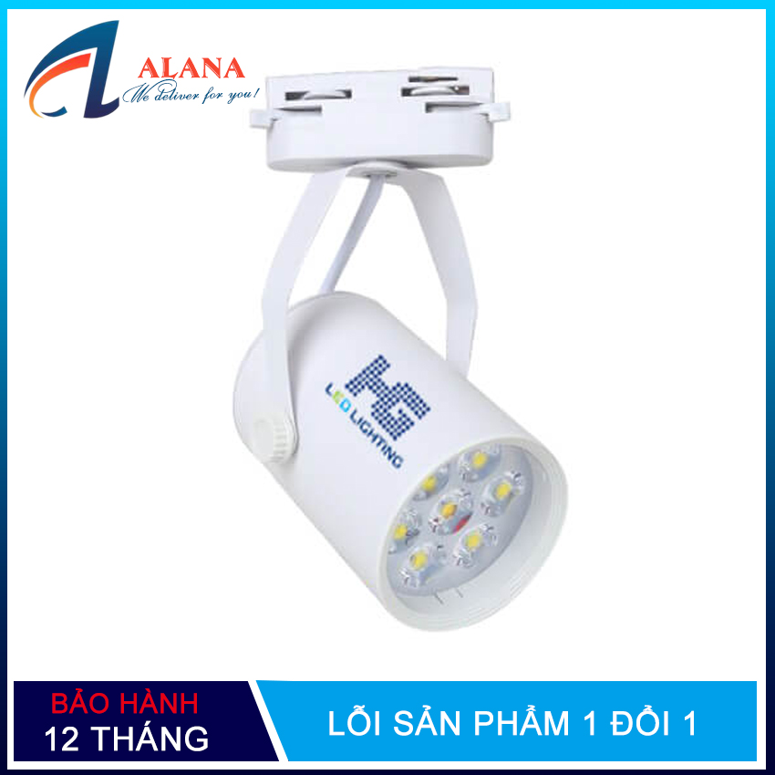 Đèn led rọi thanh ray 7w vỏ trắng hoặc vỏ đen ánh sáng vàng