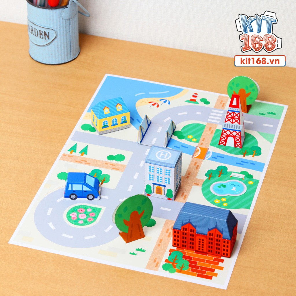 Mô hình giấy kiến trúc Thành Phố Mini đơn giản 1