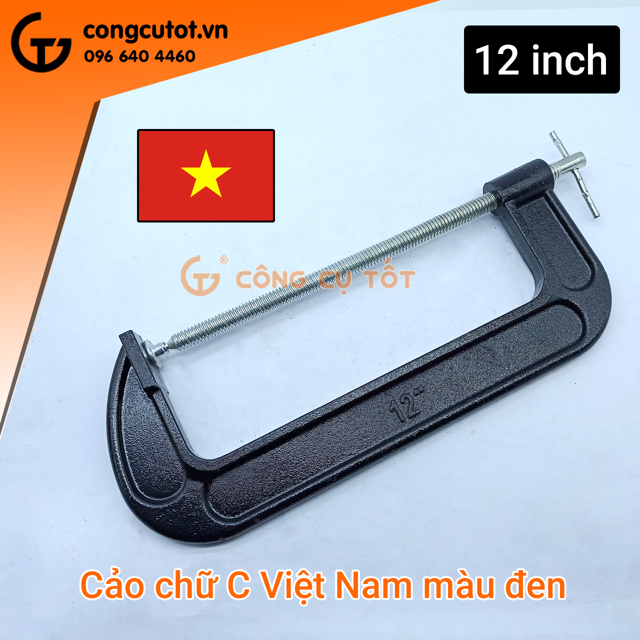 Cảo chữ C - Vam gang chữ C Việt Nam màu đen 10-12 inch