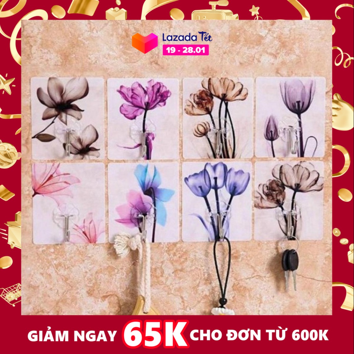 COMBO 40 Móc Treo Dán Tường 3D Siêu Dính Khả Năng Chịu Lực Cực Tốt, Dễ Dàng Treo Đồ Gọn Gàng Có Họa Tiết 3D