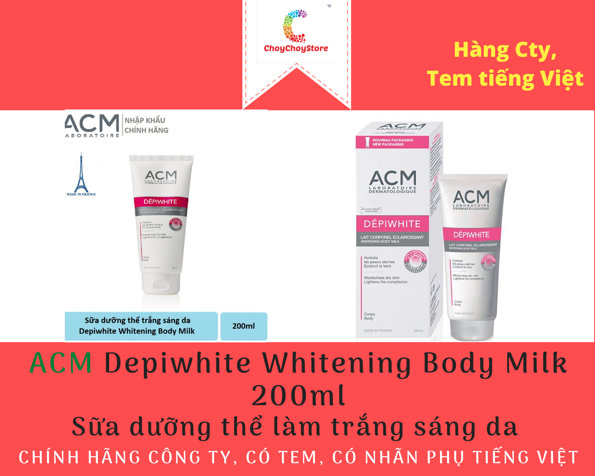 [TEM CTY] ACM Depiwhite Whitening Body Milk 200ml - Sữa dưỡng thể làm trắng sáng da