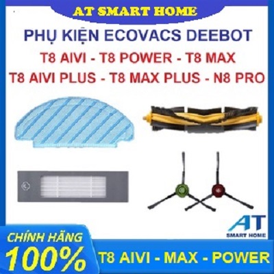 Phụ kiện Robot hút bụi Ecovacs T8 Aivi, T8 Max, T8 Power, T8 Aivi Plus - Khăn lau, Chổi cạnh, Lọc hepa, Chổi chính