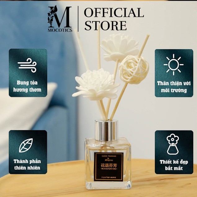 Tinh dầu nước hoa thơm phòng ngủ LONGFINE que gỗ khuếch tán mùi hương thiên nhiên cao cấp HYFF - dung tích 50ML