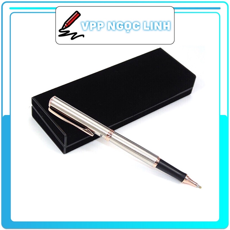 Bút Ký Pentel Cao Cấp Vỏ Bạc Mạ Vàng Mực Gel Xanh 0.7mm K600PG / TẶNG KÈM 1 RUỘT