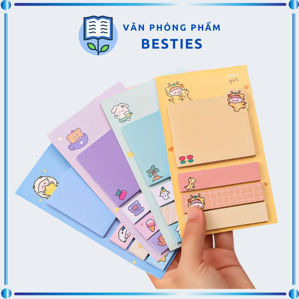 Set 80 tờ Giấy Note ghi chú kèm Đánh dấu trang nhiều mẫu dễ thương