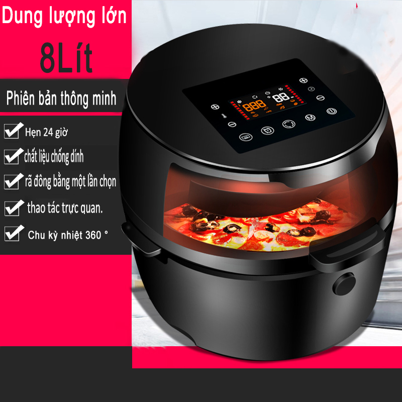 Nồi chiên không dầu 8L,noi chien khong dau , phủ lớp chống dính thực phẩm, nồi chiên không dầu, air fryer, dung tích lớn, chiên và nướng, không khói,Air fryer,Bảo hành 3 tháng