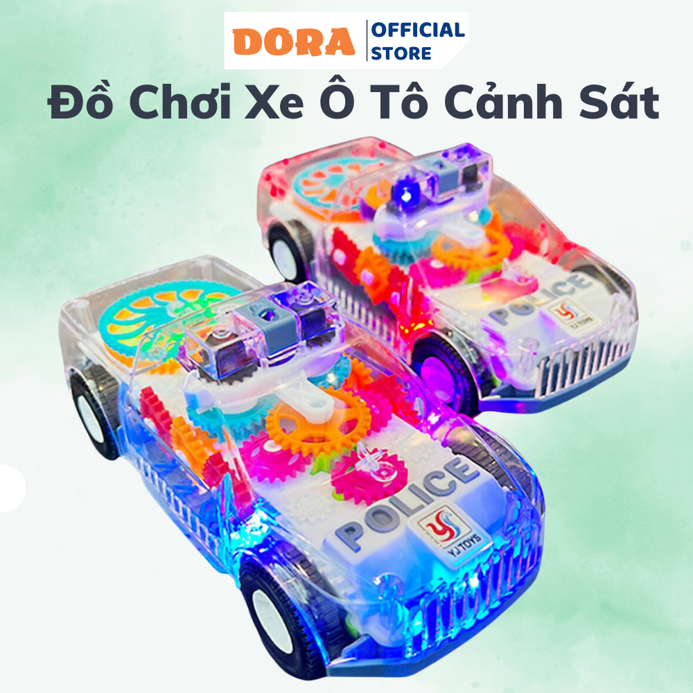 Đồ chơi xe ô tô cảnh sát trong suốt phát sáng có nhạc có đèn nhấp nháy cho bé
