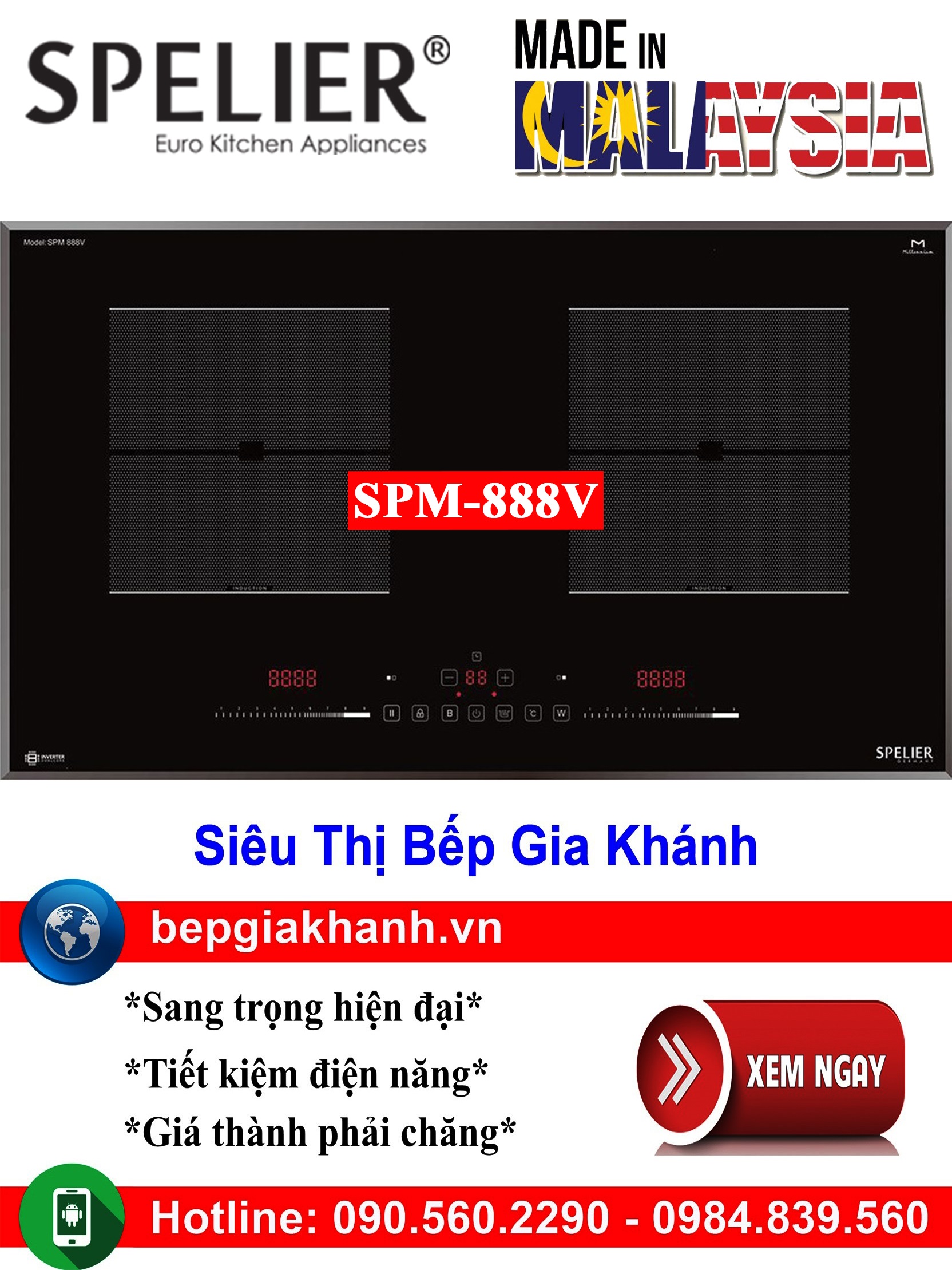[HCM]Bếp từ đôi Spelier SPM-888V nhập khẩu Malaysia, bếp từ, bếp điện từ, bếp từ đôi, bếp điện từ đôi, bếp từ giá rẻ, bếp điện từ giá rẻ, bếp từ đơn, bep tu don, bep tu