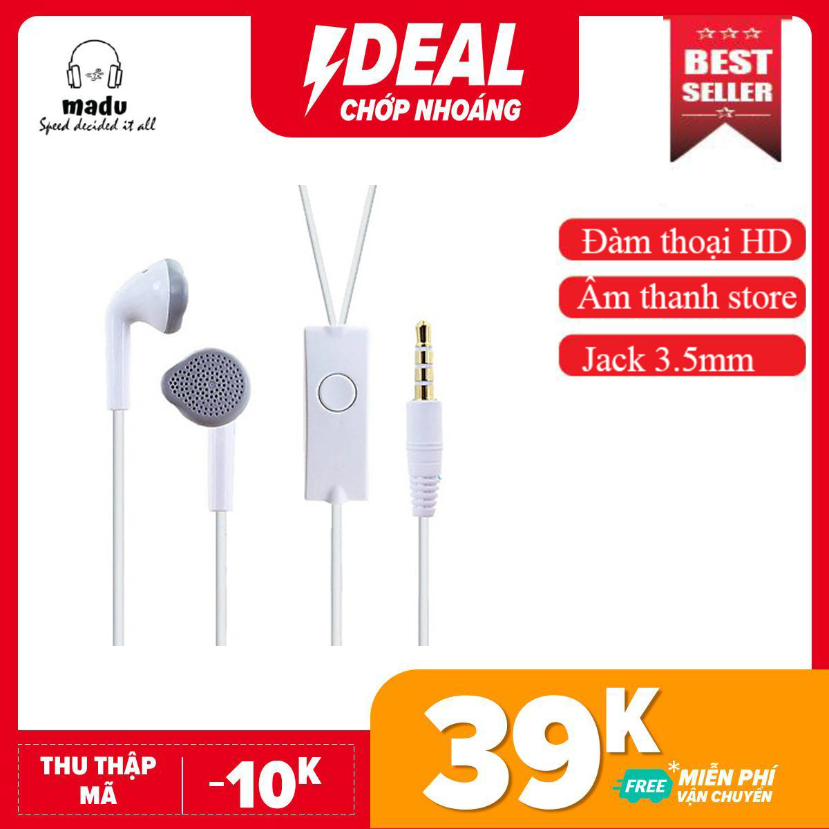 [HCM]Tai Nghe nhét tai Madu dành cho điện thoại Samsung J5/J5primeJ7/J7prime zin tháo máy  hỗ trợ hầu hết các điện thoại Jack 3.5mm