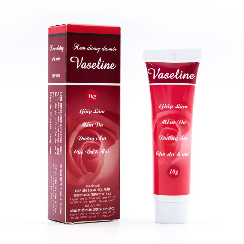 Kem dưỡng da, môi vaseline medipharco 10g - giúp làm mềm da, dưỡng ẩm cho da và môi - qt thu lan mp11