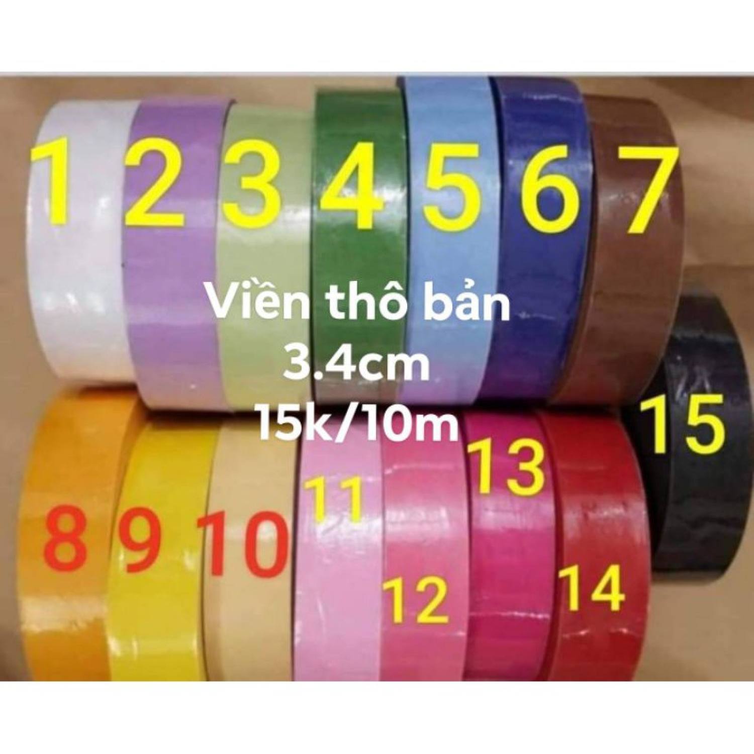 Viền thô 10m 1 màu, bản 3.4cm